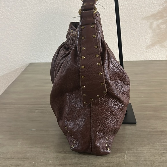 Lucky Brand Brown Leather Hobo Bag with Stud Accents - Picture 5 of 9
